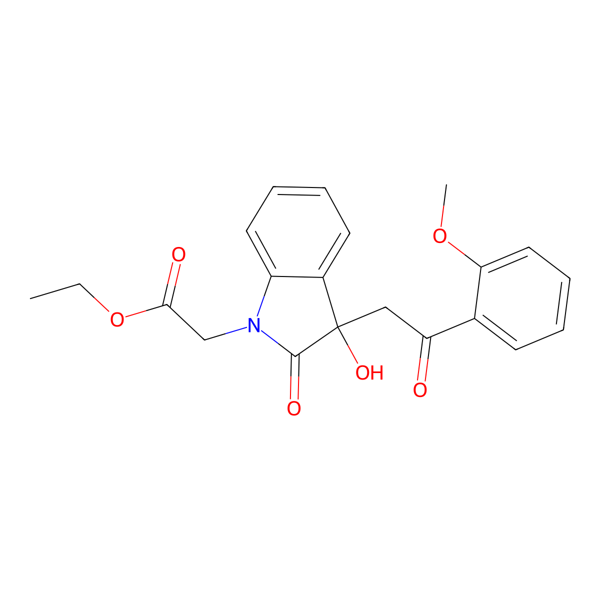 ethyl {3-hydroxy-3-[2-(2-methoxyphenyl)-2-oxoethyl]-2-oxo-2,3-dihydro-1H-indol-1-yl}acetate molecular structure, CAS 442640-33-7