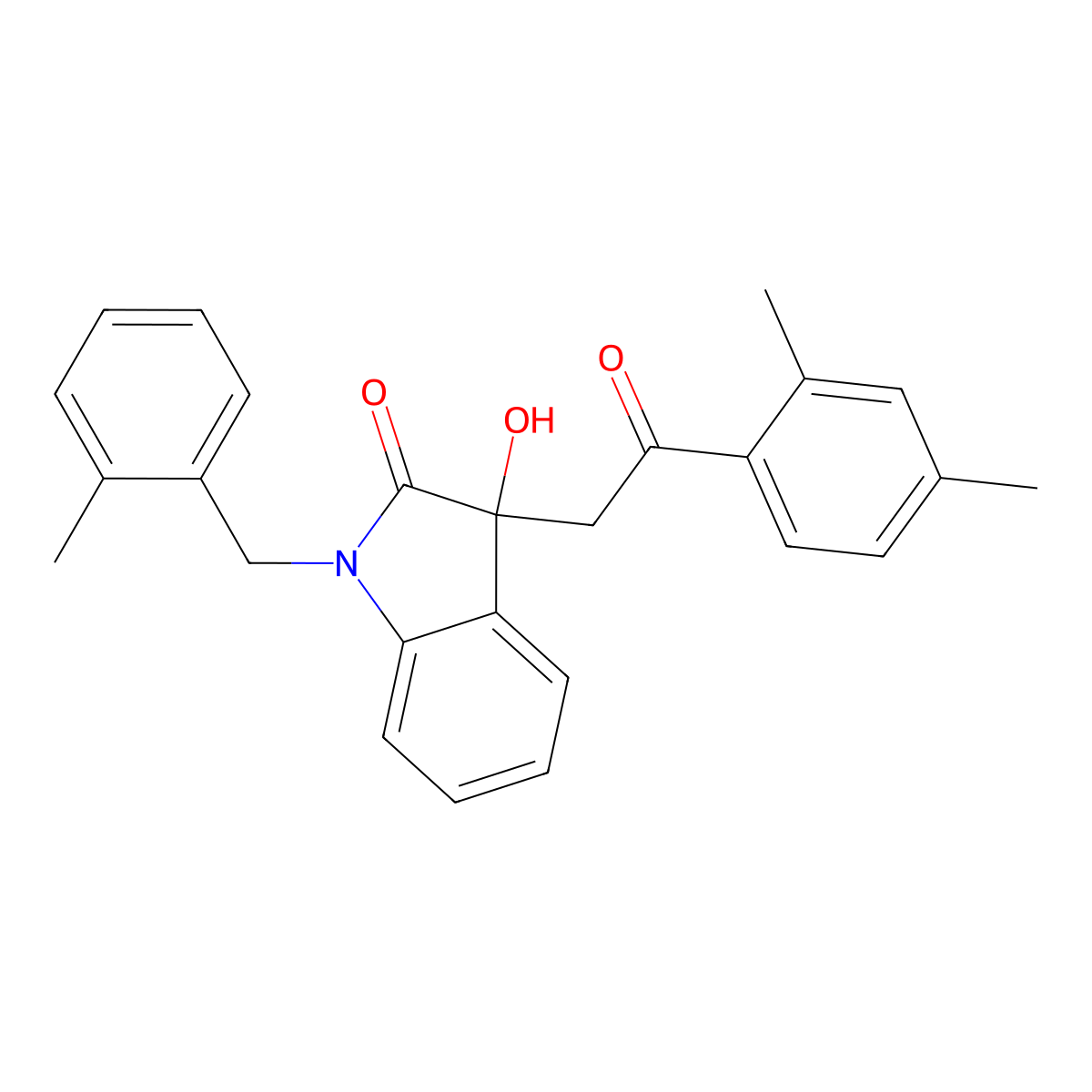 3-[2-(2,4-dimethylphenyl)-2-oxoethyl]-3-hydroxy-1-(2-methylbenzyl)-1,3-dihydro-2H-indol-2-one molecular structure, CAS 442640-48-4