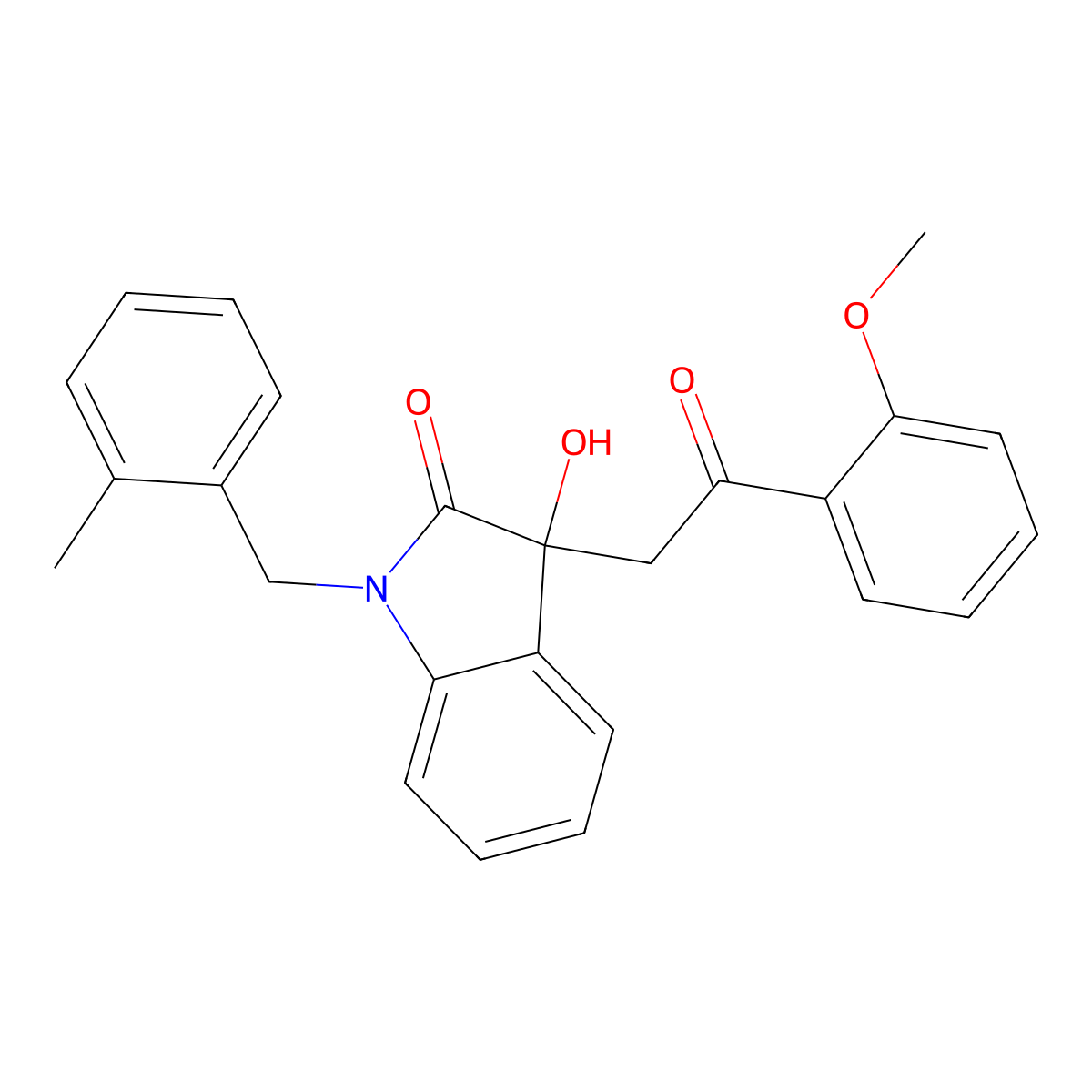 3-hydroxy-3-[2-(2-methoxyphenyl)-2-oxoethyl]-1-(2-methylbenzyl)-1,3-dihydro-2H-indol-2-one molecular structure, CAS 442640-68-8