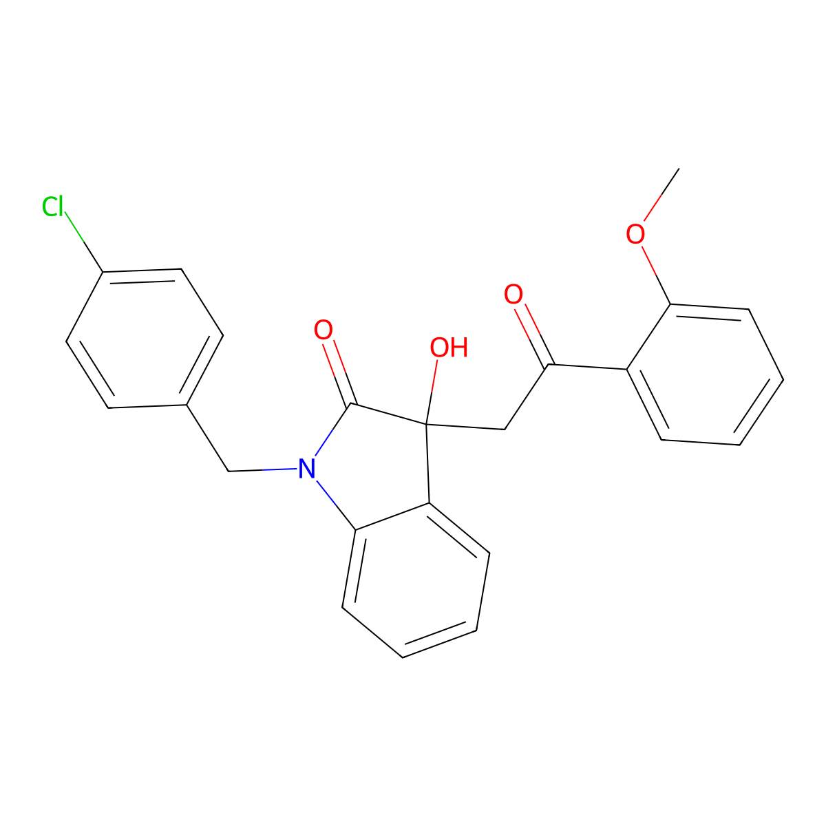 1-(4-chlorobenzyl)-3-hydroxy-3-[2-(2-methoxyphenyl)-2-oxoethyl]-1,3-dihydro-2H-indol-2-one molecular structure, CAS 442640-76-8