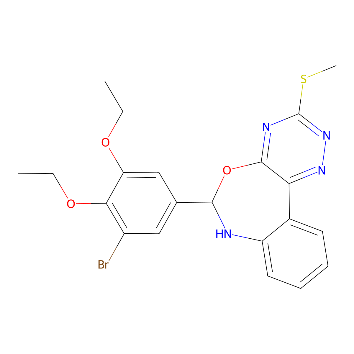 6-(3-Bromo-4,5-diethoxyphenyl)-6,7-dihydro-3-(methylthio)-1,2,4-triazino[5,6-d][3,1]benzoxazepine molecular structure, CAS 442642-41-3