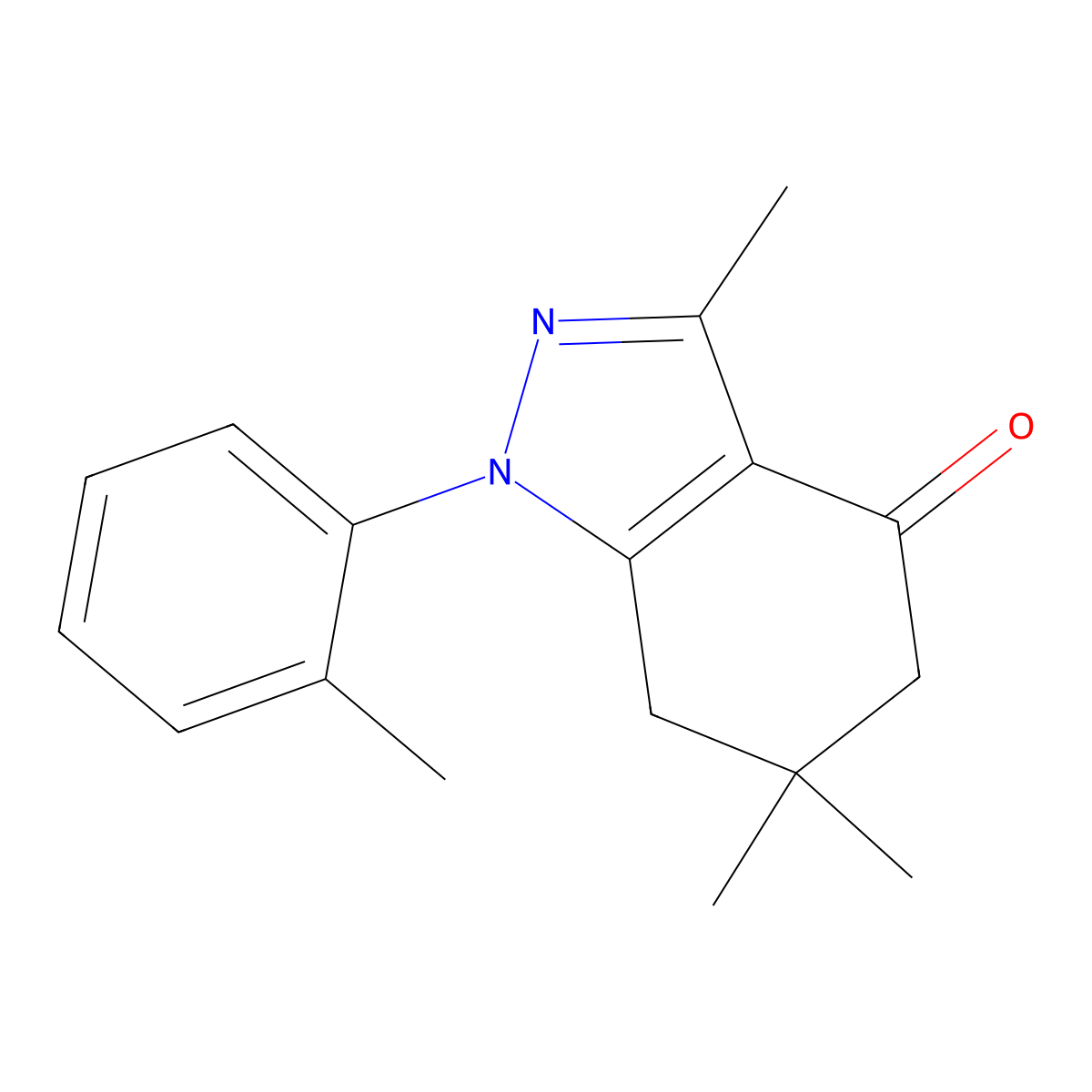3,6,6-Trimethyl-1-(2-methylphenyl)-1,5,6,7-tetrahydro-4H-indazol-4-one molecular structure, CAS 442643-10-9