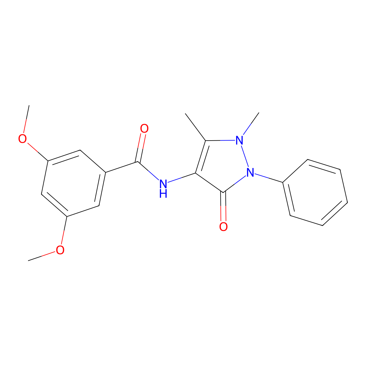 N-(1,5-dimethyl-3-oxo-2-phenyl-2,3-dihydro-1H-pyrazol-4-yl)-3,5-dimethoxybenzamide molecular structure, CAS 442643-36-9