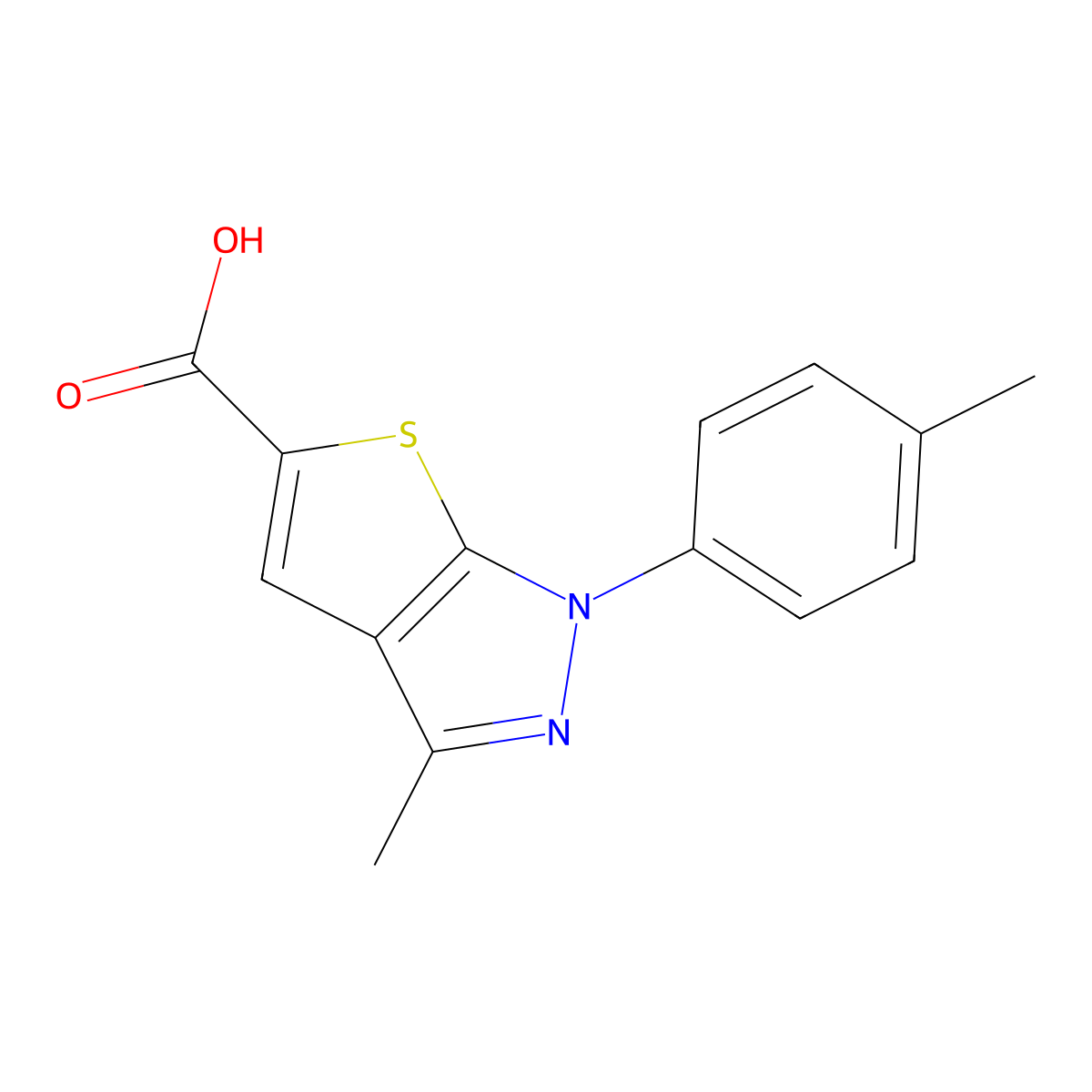 3-Methyl-1-(4-methylphenyl)thieno[2,3-c]pyrazole-5-carboxylic acid molecular structure, CAS 442644-36-2