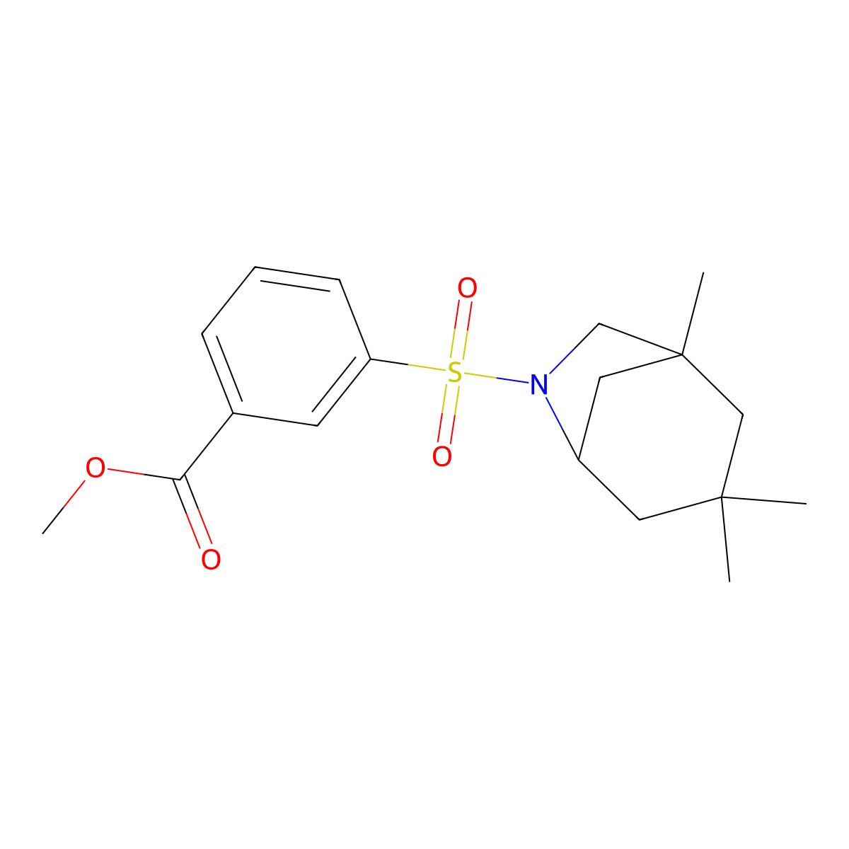 Methyl 3-[(1,3,3-trimethyl-6-azabicyclo[3.2.1]oct-6-yl)sulfonyl]benzoate molecular structure, CAS 442644-48-6