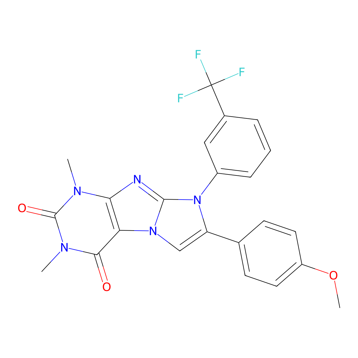 7-(4-Methoxyphenyl)-2,4-dimethyl-6-[3-(trifluoromethyl)phenyl]purino[7,8-a]imidazole-1,3-dione molecular structure, CAS 442644-70-4