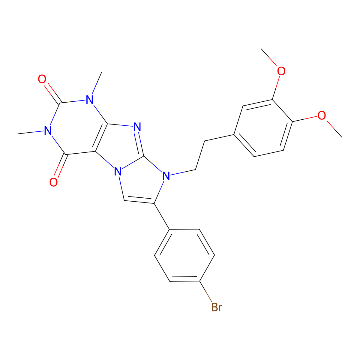 7-(4-Bromophenyl)-6-[2-(3,4-dimethoxyphenyl)ethyl]-2,4-dimethylpurino[7,8-a]imidazole-1,3-dione molecular structure, CAS 442644-76-0