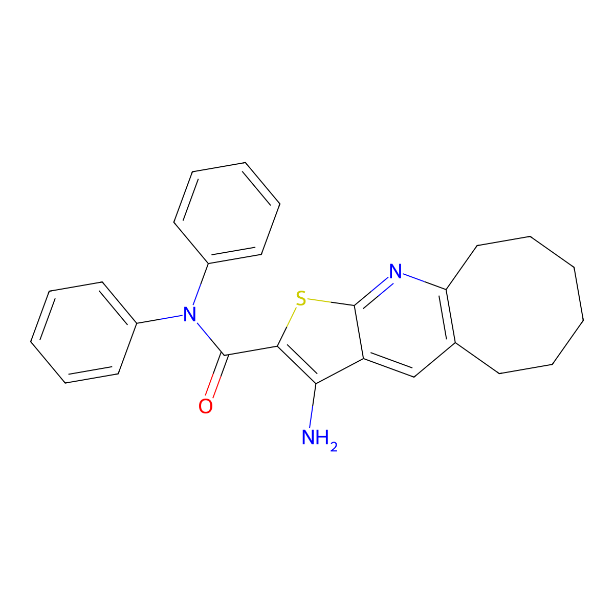 3-amino-N,N-diphenyl-5,6,7,8,9,10-hexahydrocycloocta[b]thieno[3,2-e]pyridine-2-carboxamide molecular structure, CAS 442645-12-7