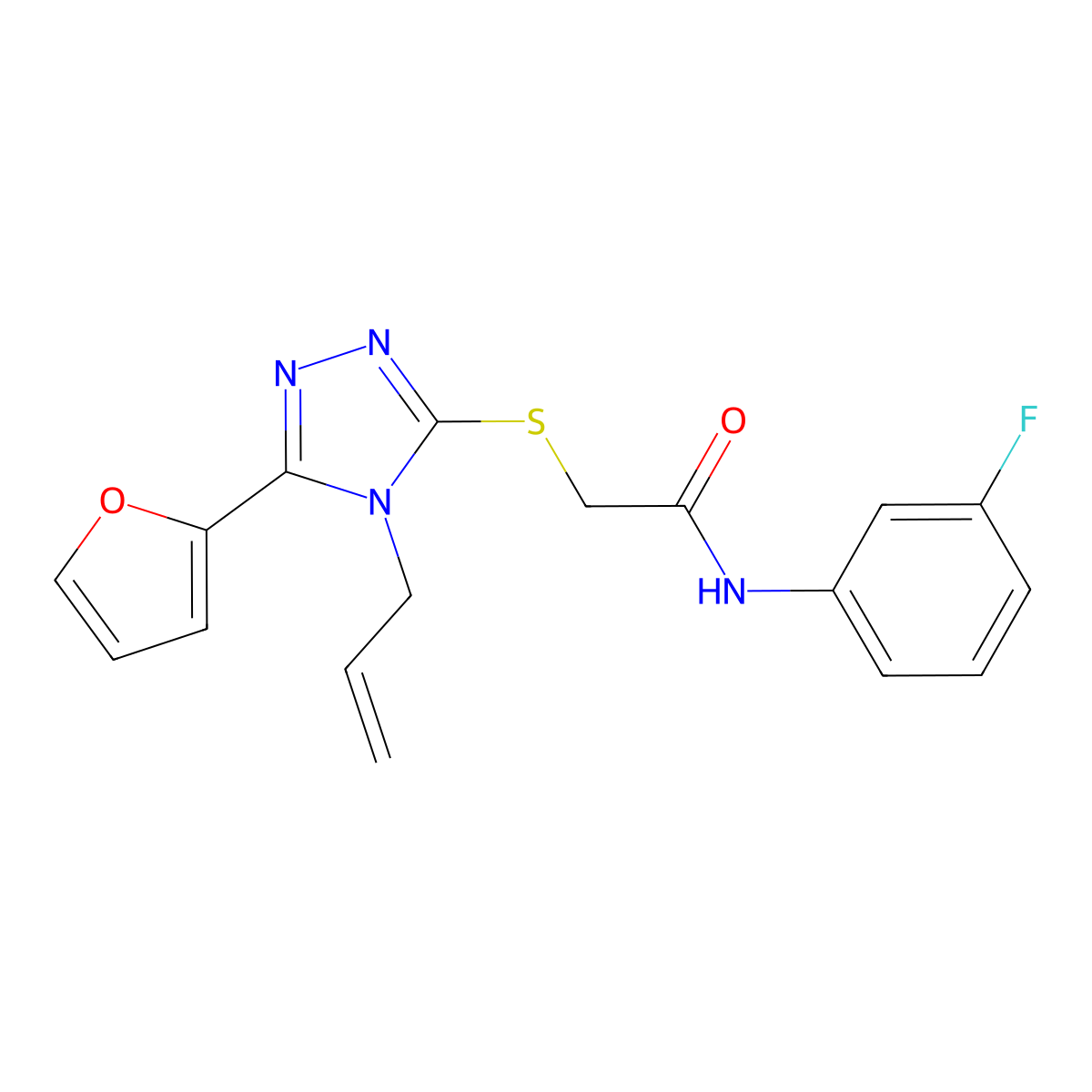 2-((4-Allyl-5-(2-furyl)-4H-1,2,4-triazol-3-YL)thio)-N-(3-fluorophenyl)acetamide molecular structure, CAS 442648-07-9