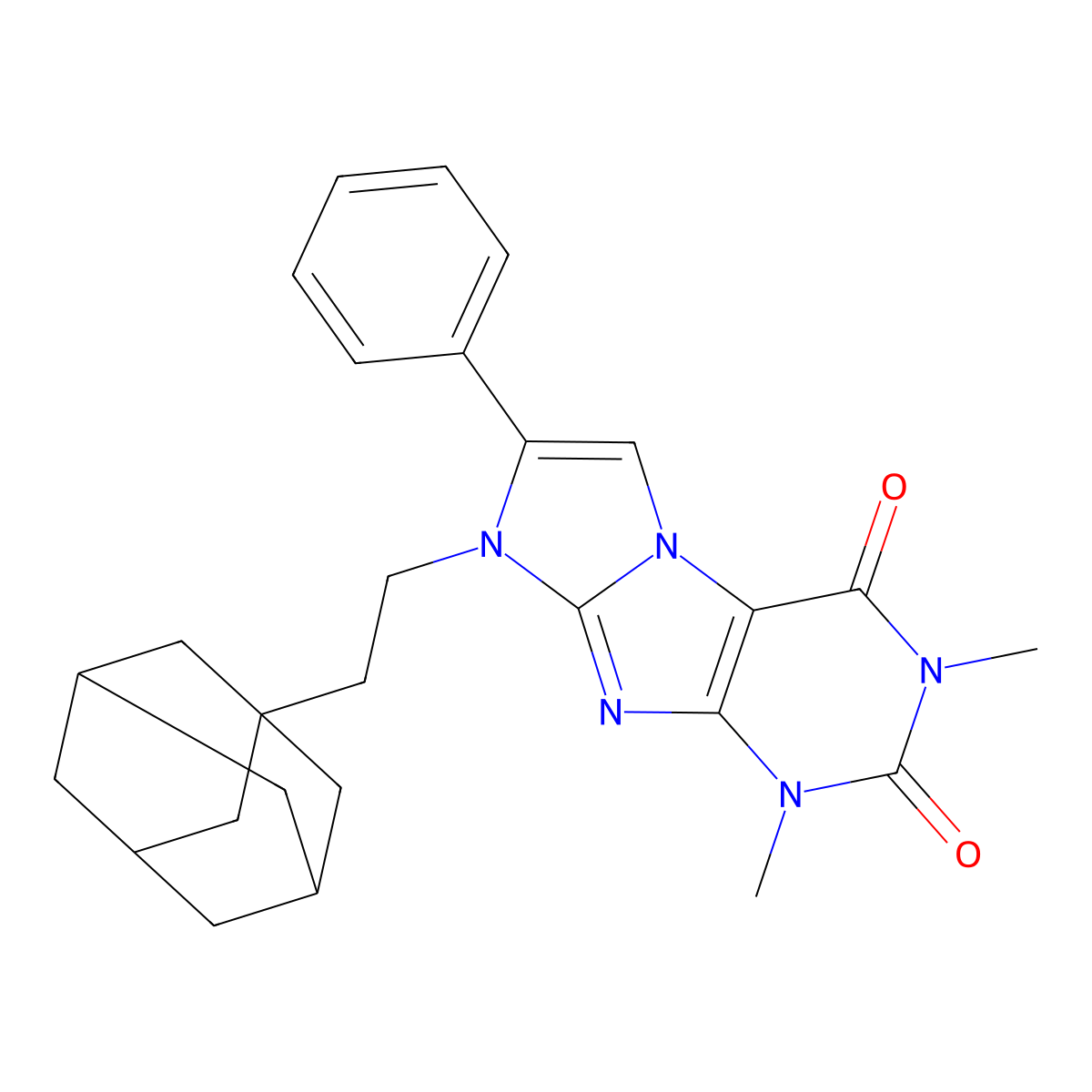 6-[2-(1-Adamantyl)ethyl]-2,4-dimethyl-7-phenylpurino[7,8-a]imidazole-1,3-dione molecular structure, CAS 442648-09-1