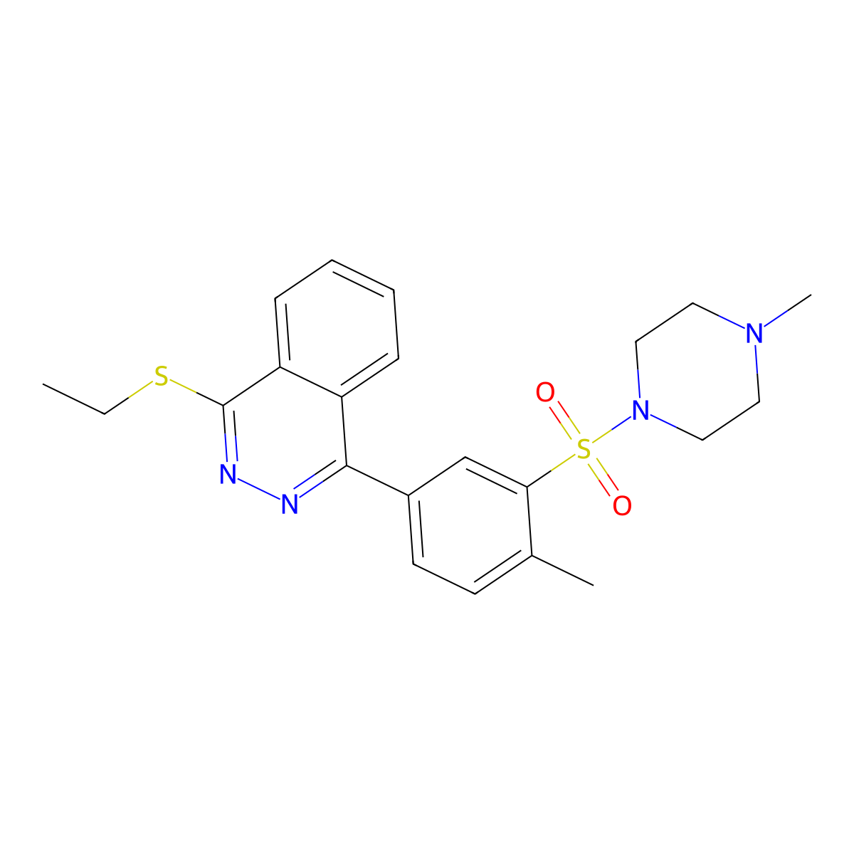 1-Ethylsulfanyl-4-[4-methyl-3-(4-methylpiperazin-1-yl)sulfonylphenyl]phthalazine molecular structure, CAS 442648-14-8