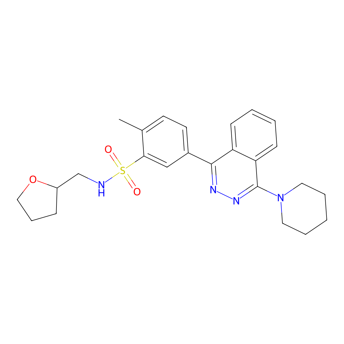 2-methyl-5-[4-(piperidin-1-yl)phthalazin-1-yl]-N-(tetrahydrofuran-2-ylmethyl)benzenesulfonamide molecular structure, CAS 442648-22-8