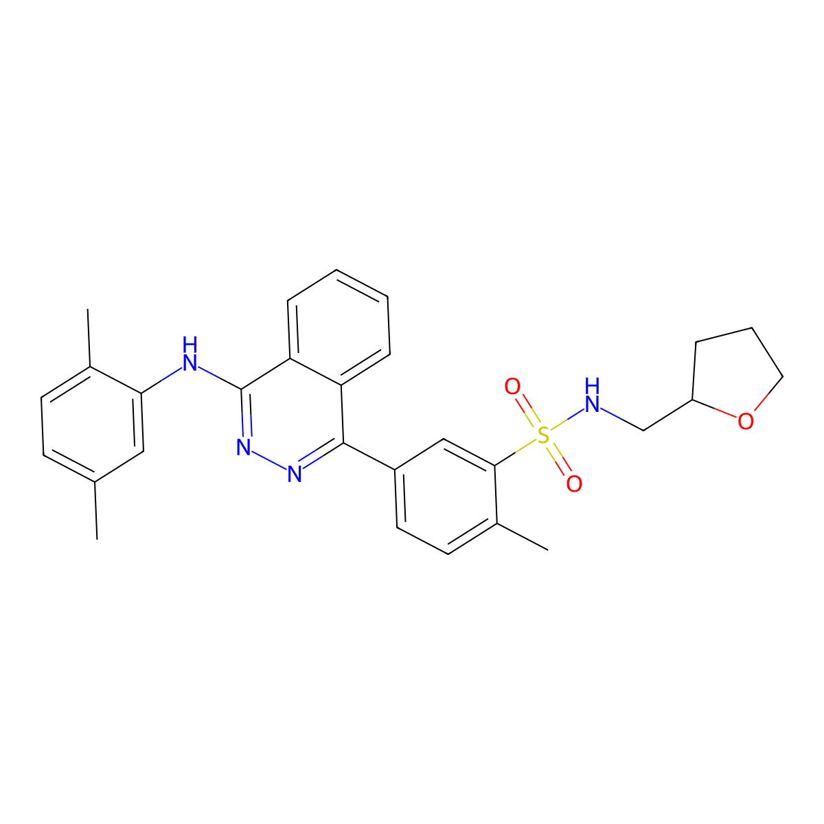 5-{4-[(2,5-dimethylphenyl)amino]phthalazin-1-yl}-2-methyl-N-(tetrahydrofuran-2-ylmethyl)benzenesulfonamide molecular structure, CAS 442648-34-2