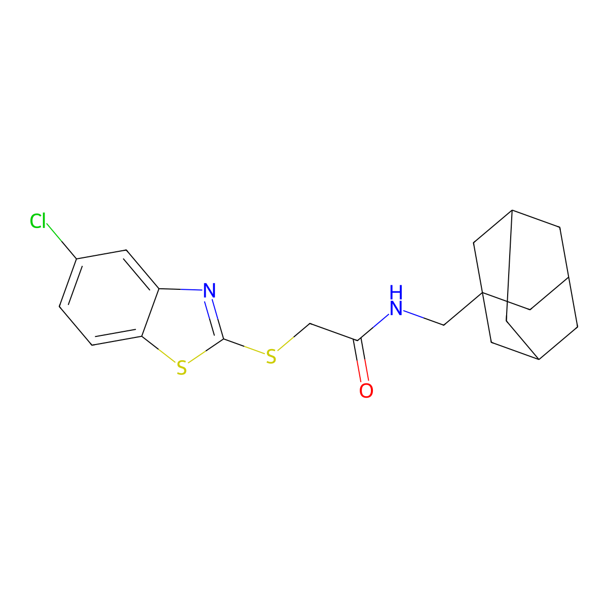 N-(1-Adamantylmethyl)-2-[(5-chloro-1,3-benzothiazol-2-yl)sulfanyl]acetamide molecular structure, CAS 442648-61-5