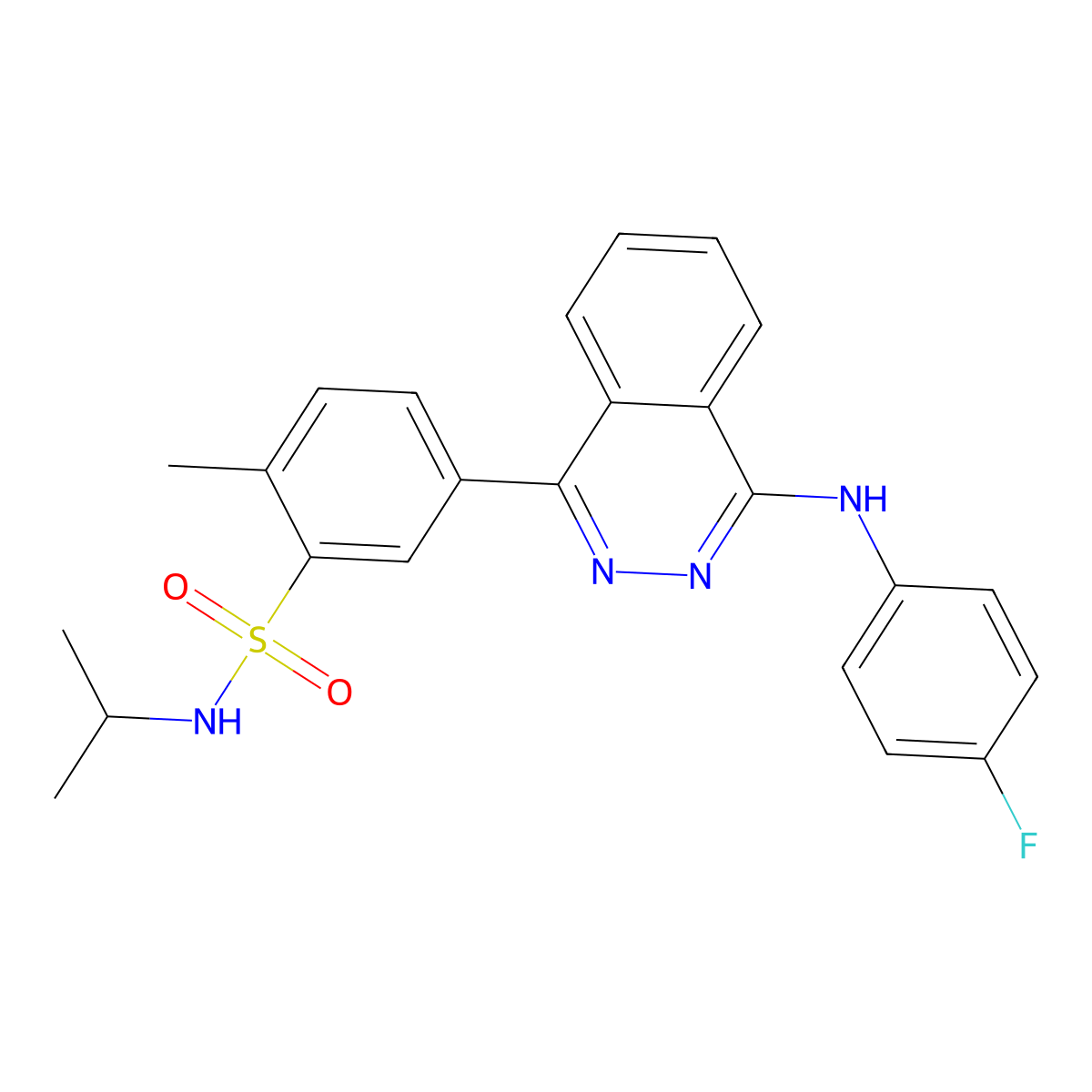 5-[4-(4-fluoroanilino)phthalazin-1-yl]-2-methyl-N-propan-2-ylbenzenesulfonamide molecular structure, CAS 442648-92-2