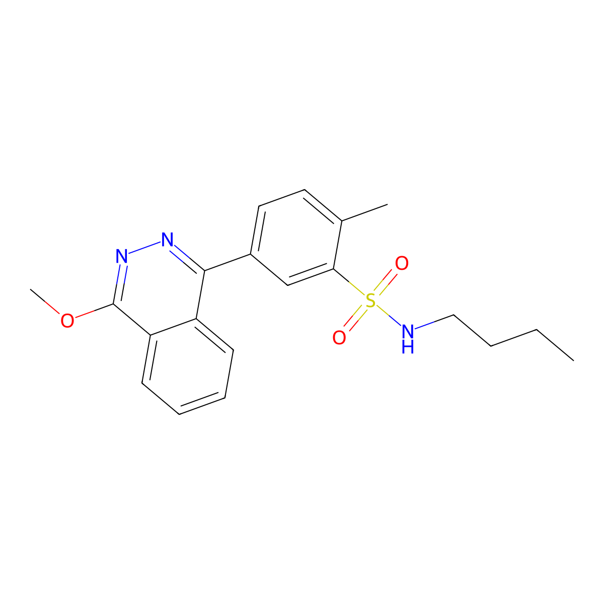 N-butyl-5-(4-methoxyphthalazin-1-yl)-2-methylbenzenesulfonamide molecular structure, CAS 442649-11-8