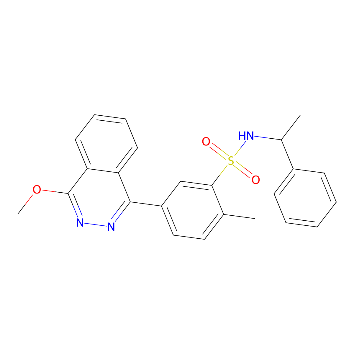 5-(4-methoxyphthalazin-1-yl)-2-methyl-N-(1-phenylethyl)benzenesulfonamide molecular structure, CAS 442649-17-4