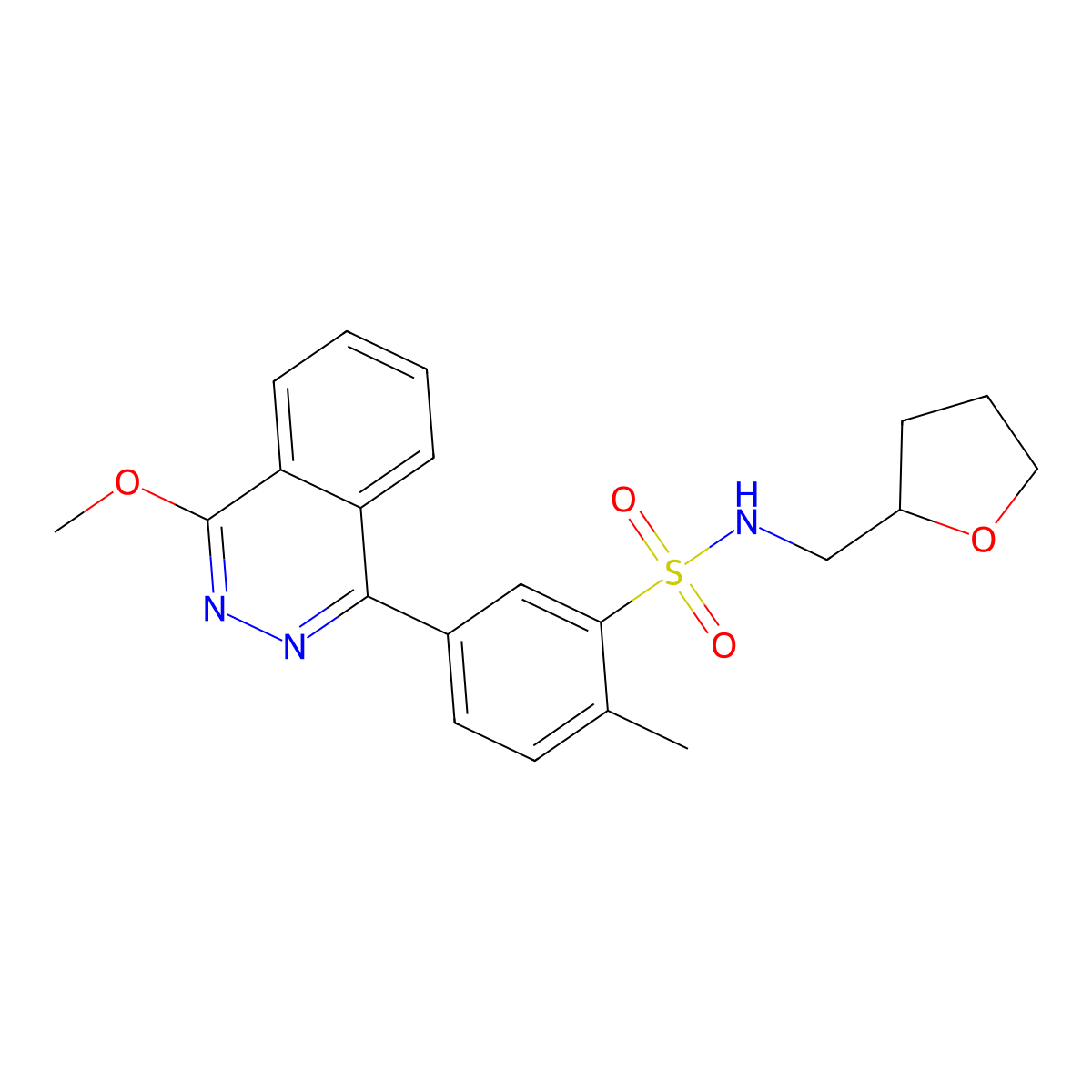 5-(4-methoxyphthalazin-1-yl)-2-methyl-N-(tetrahydrofuran-2-ylmethyl)benzenesulfonamide molecular structure, CAS 442649-19-6