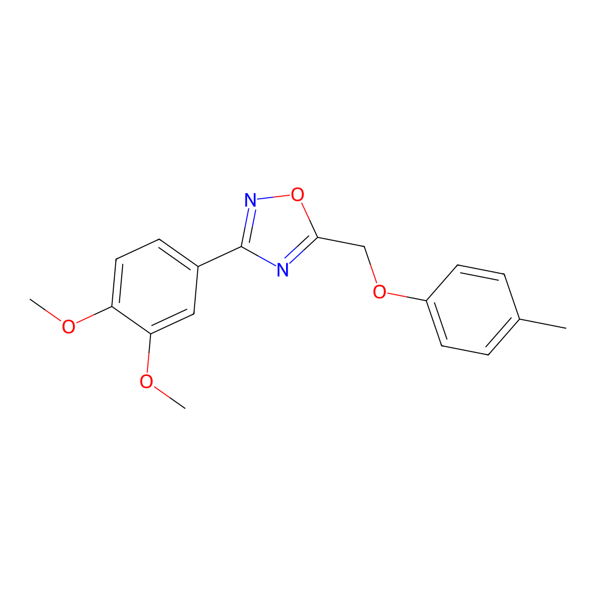 3-(3,4-Dimethoxyphenyl)-5-[(4-methylphenoxy)methyl]-1,2,4-oxadiazole molecular structure, CAS 442649-23-2