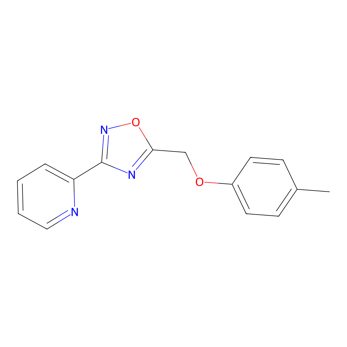 2-{5-[(4-Methylphenoxy)methyl]-1,2,4-oxadiazol-3-yl}pyridine molecular structure, CAS 442649-25-4