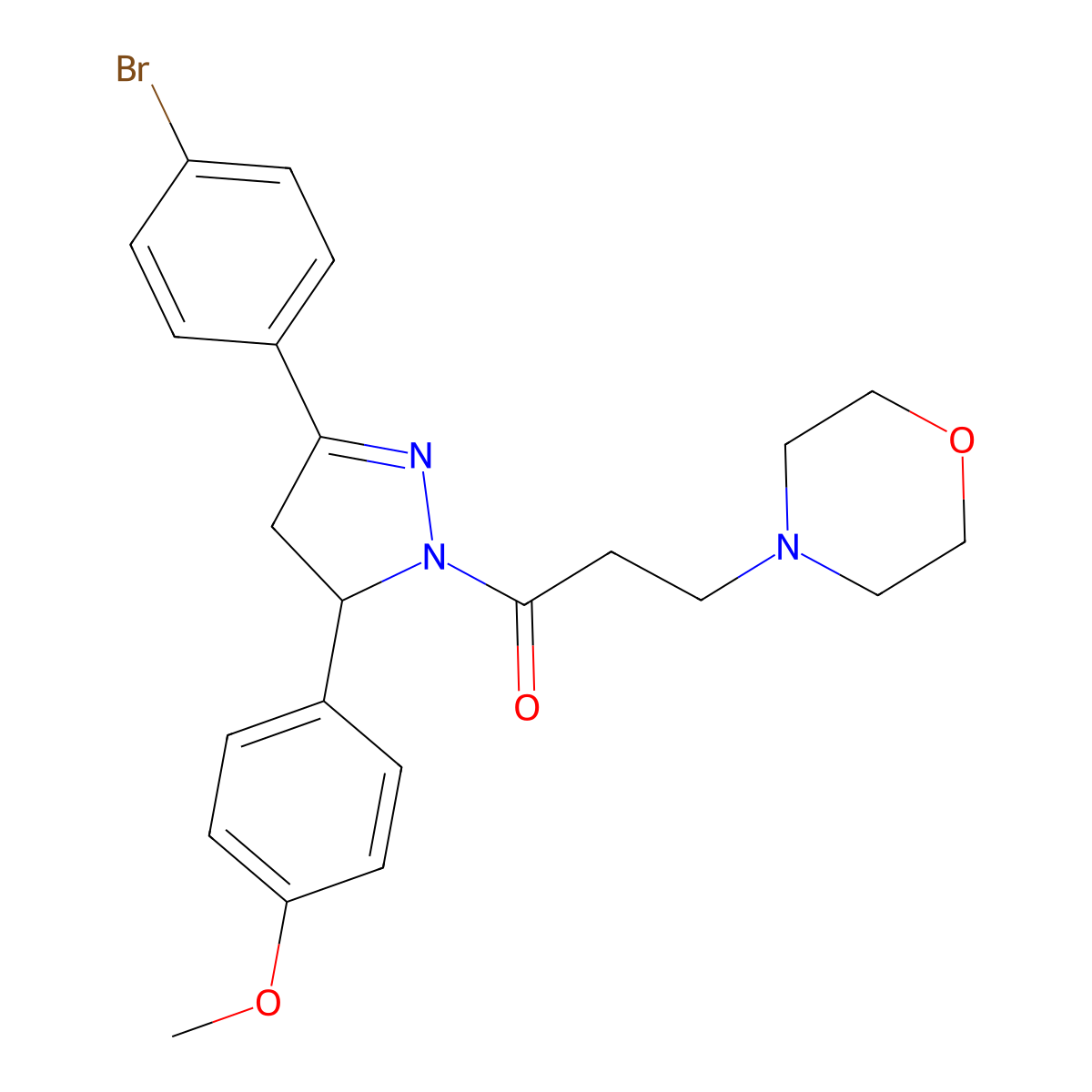 1-(3-(4-bromophenyl)-5-(4-methoxyphenyl)-4,5-dihydro-1H-pyrazol-1-yl)-3-morpholinopropan-1-one molecular structure, CAS 442650-17-1