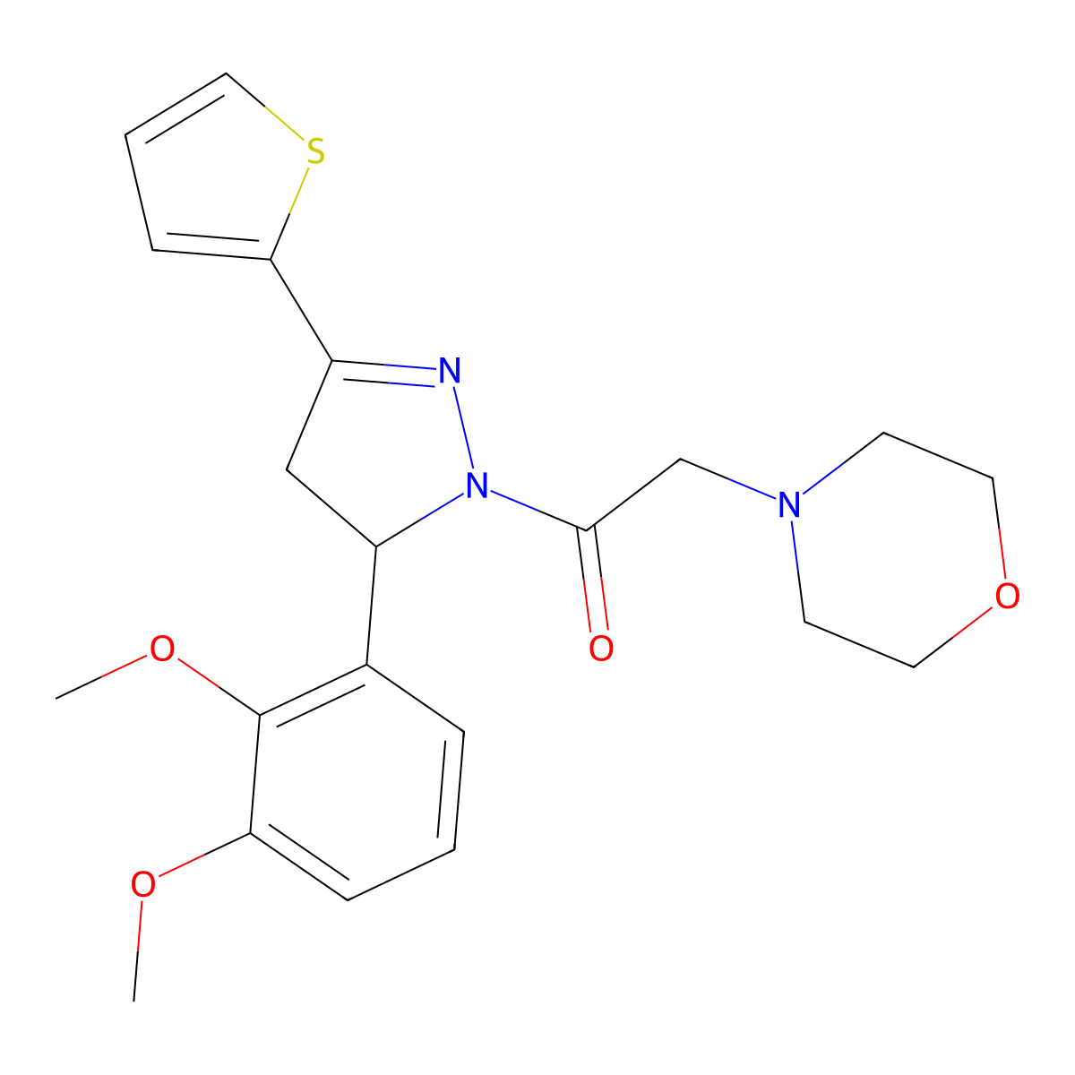 1-(5-(2,3-dimethoxyphenyl)-3-(thiophen-2-yl)-4,5-dihydro-1H-pyrazol-1-yl)-2-morpholinoethanone molecular structure, CAS 442650-23-9