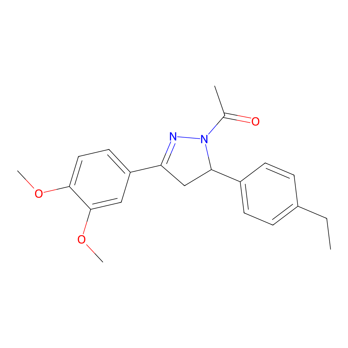 1-(3-(3,4-dimethoxyphenyl)-5-(4-ethylphenyl)-4,5-dihydro-1H-pyrazol-1-yl)ethanone molecular structure, CAS 442650-31-9