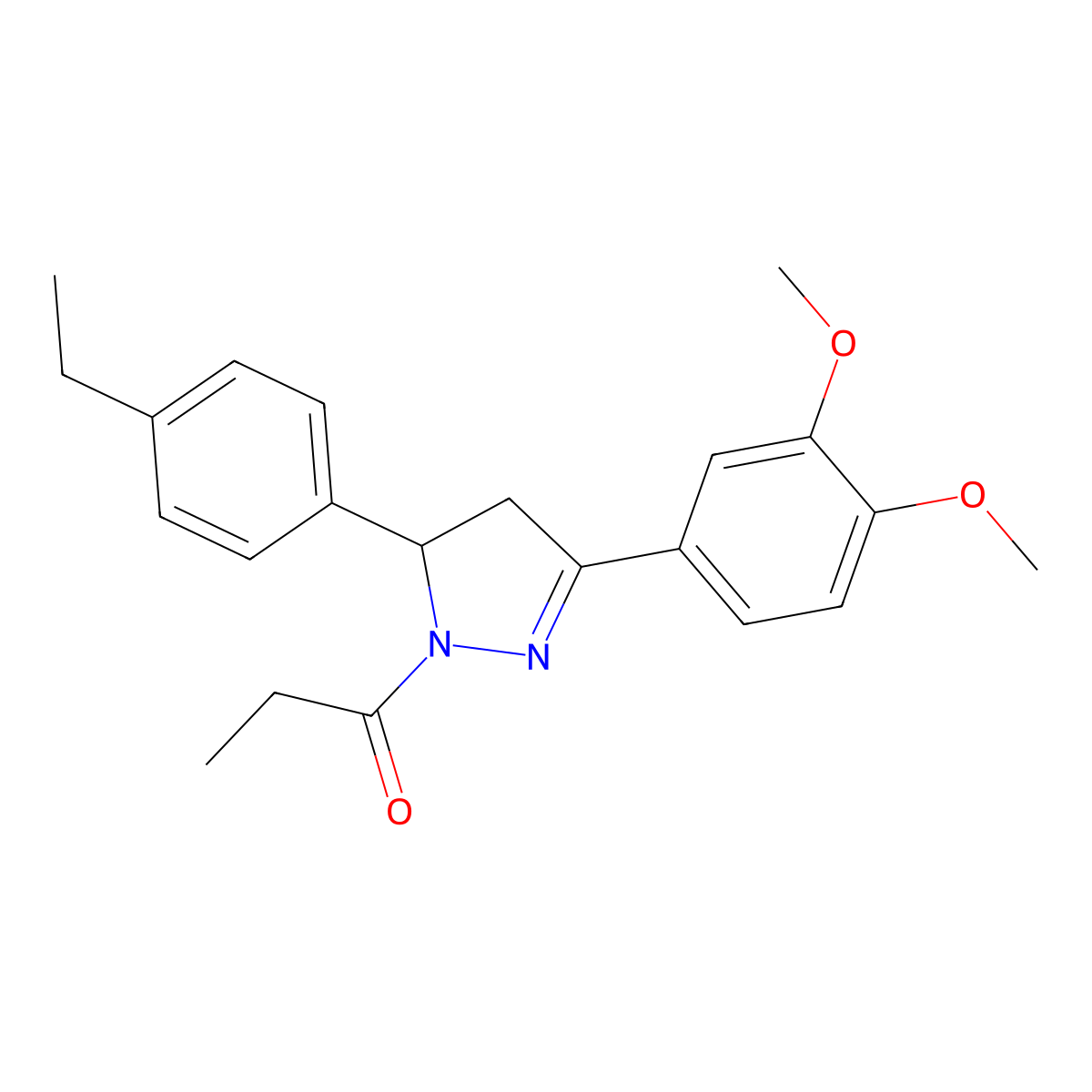 1-(3-(3,4-dimethoxyphenyl)-5-(4-ethylphenyl)-4,5-dihydro-1H-pyrazol-1-yl)propan-1-one molecular structure, CAS 442650-33-1