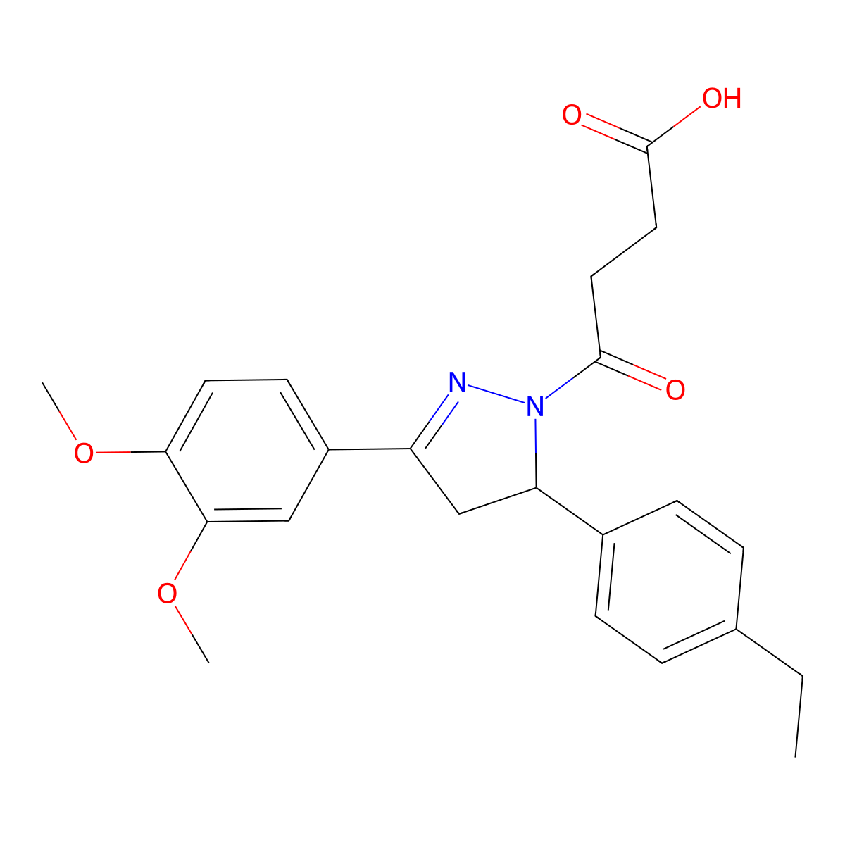4-[3-(3,4-dimethoxyphenyl)-5-(4-ethylphenyl)-4,5-dihydro-1H-pyrazol-1-yl]-4-oxobutanoic acid molecular structure, CAS 442650-35-3