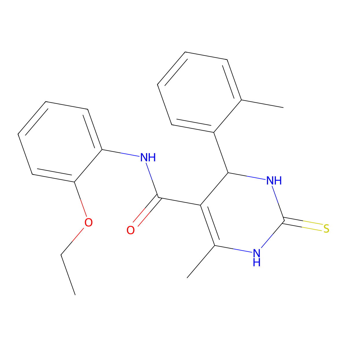 N-(2-ethoxyphenyl)-6-methyl-4-(2-methylphenyl)-2-sulfanylidene-3,4-dihydro-1H-pyrimidine-5-carboxamide molecular structure, CAS 442650-67-1