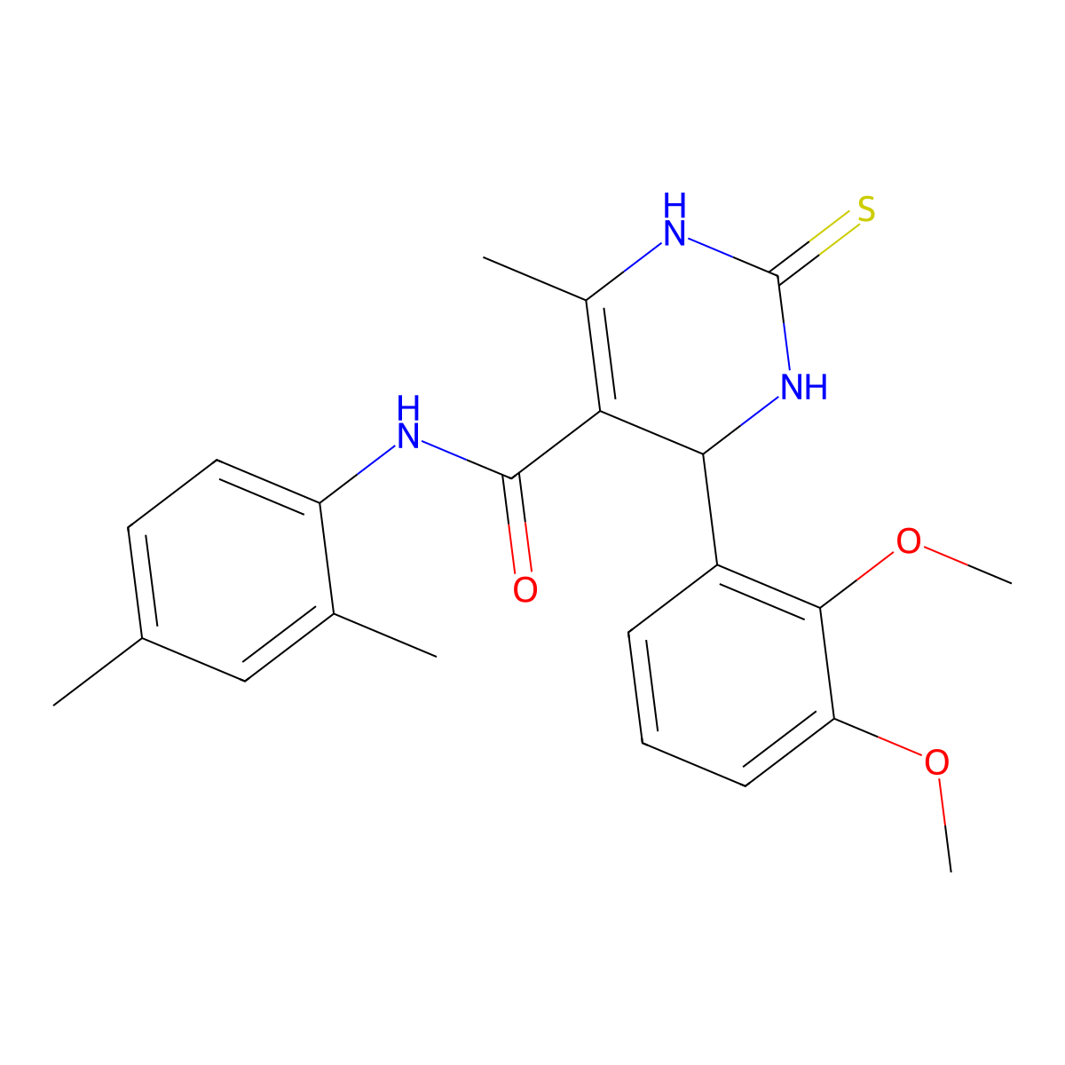 4-(2,3-dimethoxyphenyl)-N-(2,4-dimethylphenyl)-6-methyl-2-sulfanylidene-3,4-dihydro-1H-pyrimidine-5-carboxamide molecular structure, CAS 442650-73-9