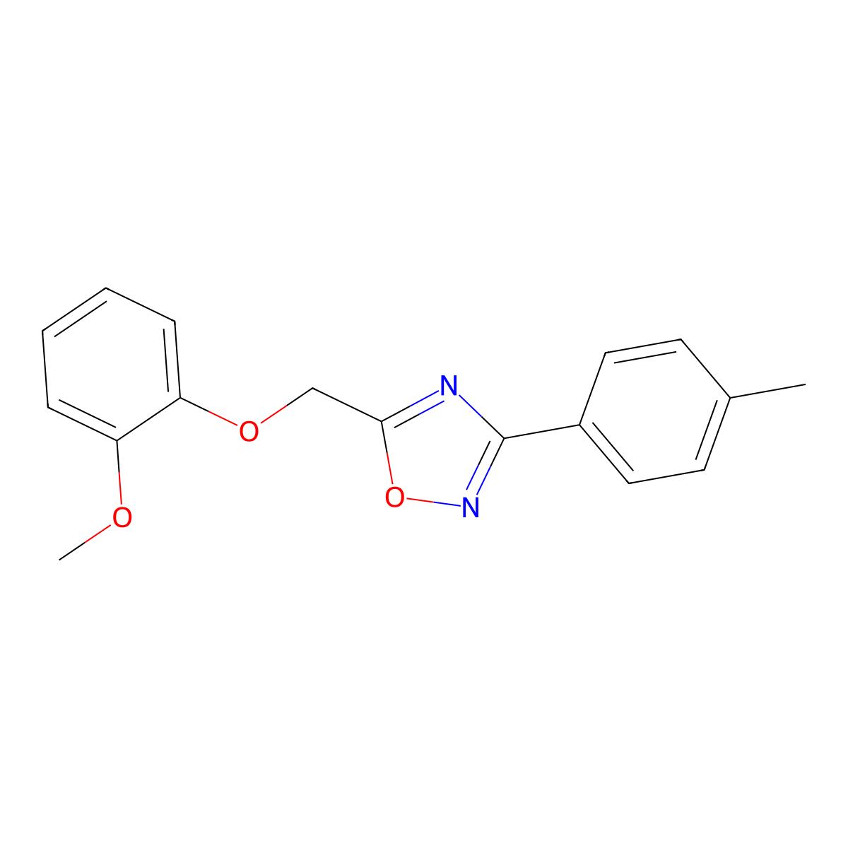 5-[(2-Methoxyphenoxy)methyl]-3-(4-methylphenyl)-1,2,4-oxadiazole molecular structure, CAS 442651-12-9