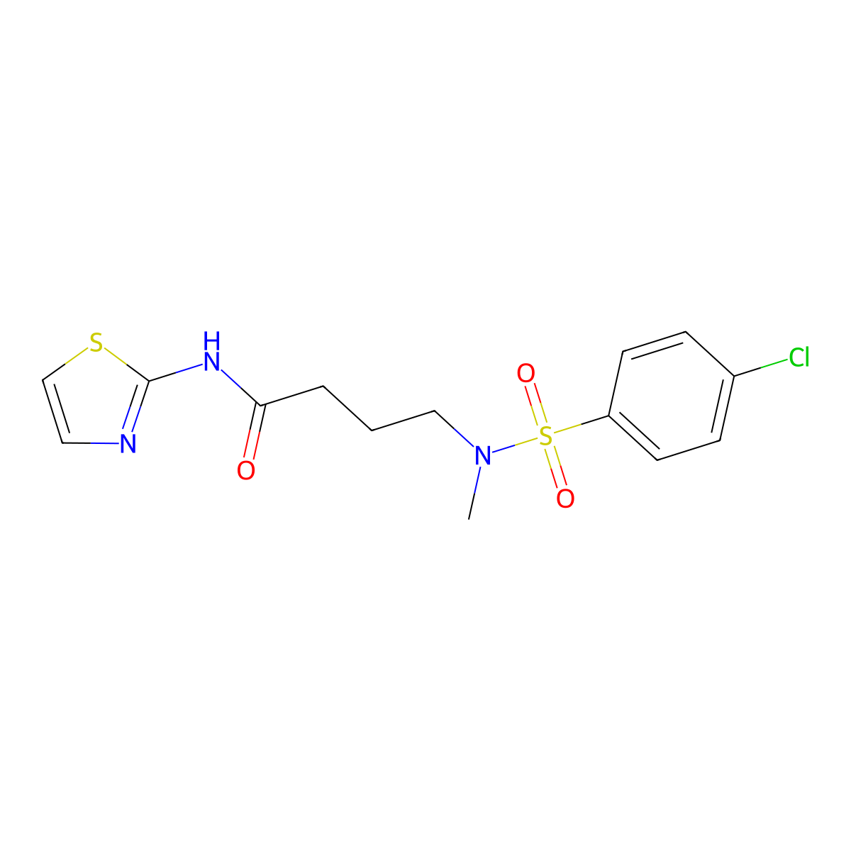 4-[(4-Chloro-benzenesulfonyl)-methyl-amino]-N-thiazol-2-yl-butyramide molecular structure, CAS 442651-15-2