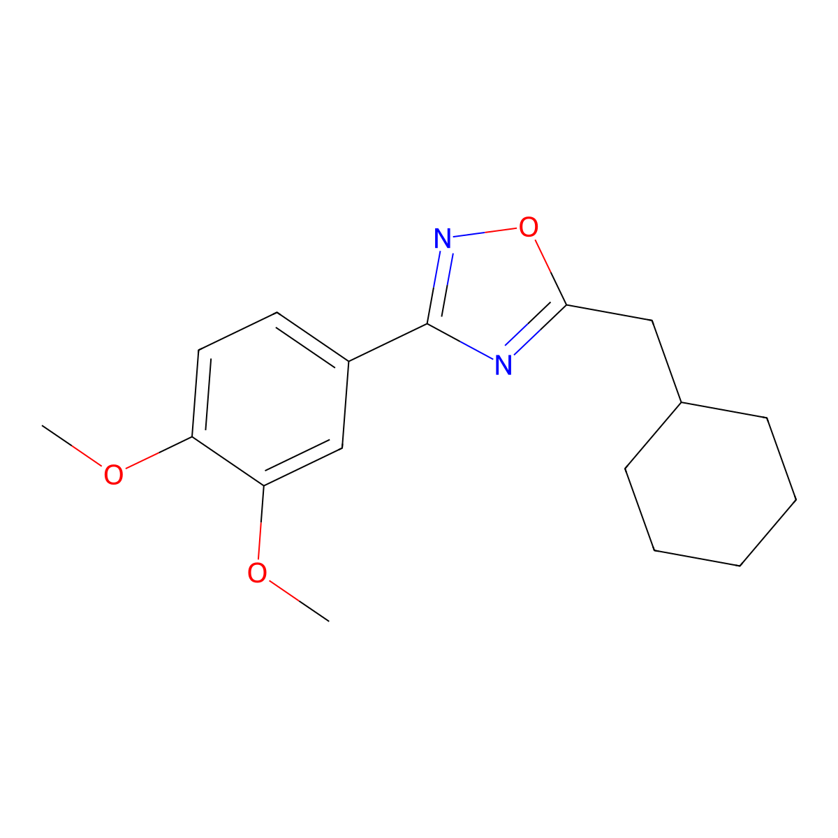 5-(Cyclohexylmethyl)-3-(3,4-dimethoxyphenyl)-1,2,4-oxadiazole molecular structure, CAS 442651-19-6