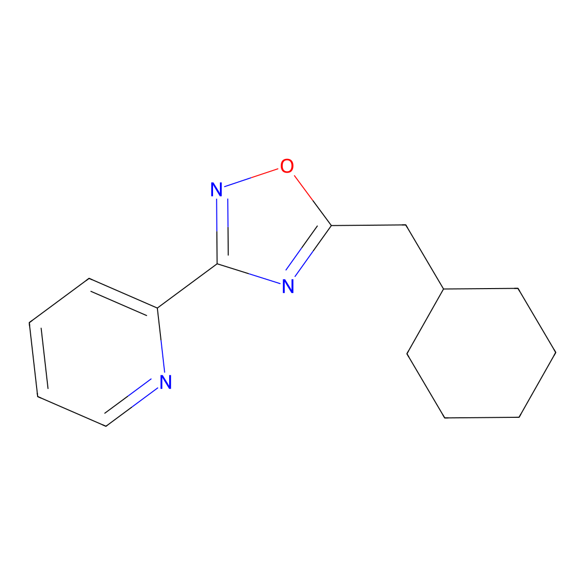 5-(Cyclohexylmethyl)-3-pyridin-2-yl-1,2,4-oxadiazole molecular structure, CAS 442651-20-9