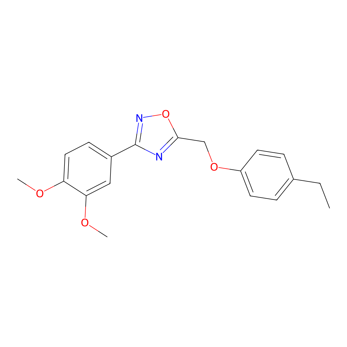 3-(3,4-Dimethoxyphenyl)-5-[(4-ethylphenoxy)methyl]-1,2,4-oxadiazole molecular structure, CAS 442651-21-0
