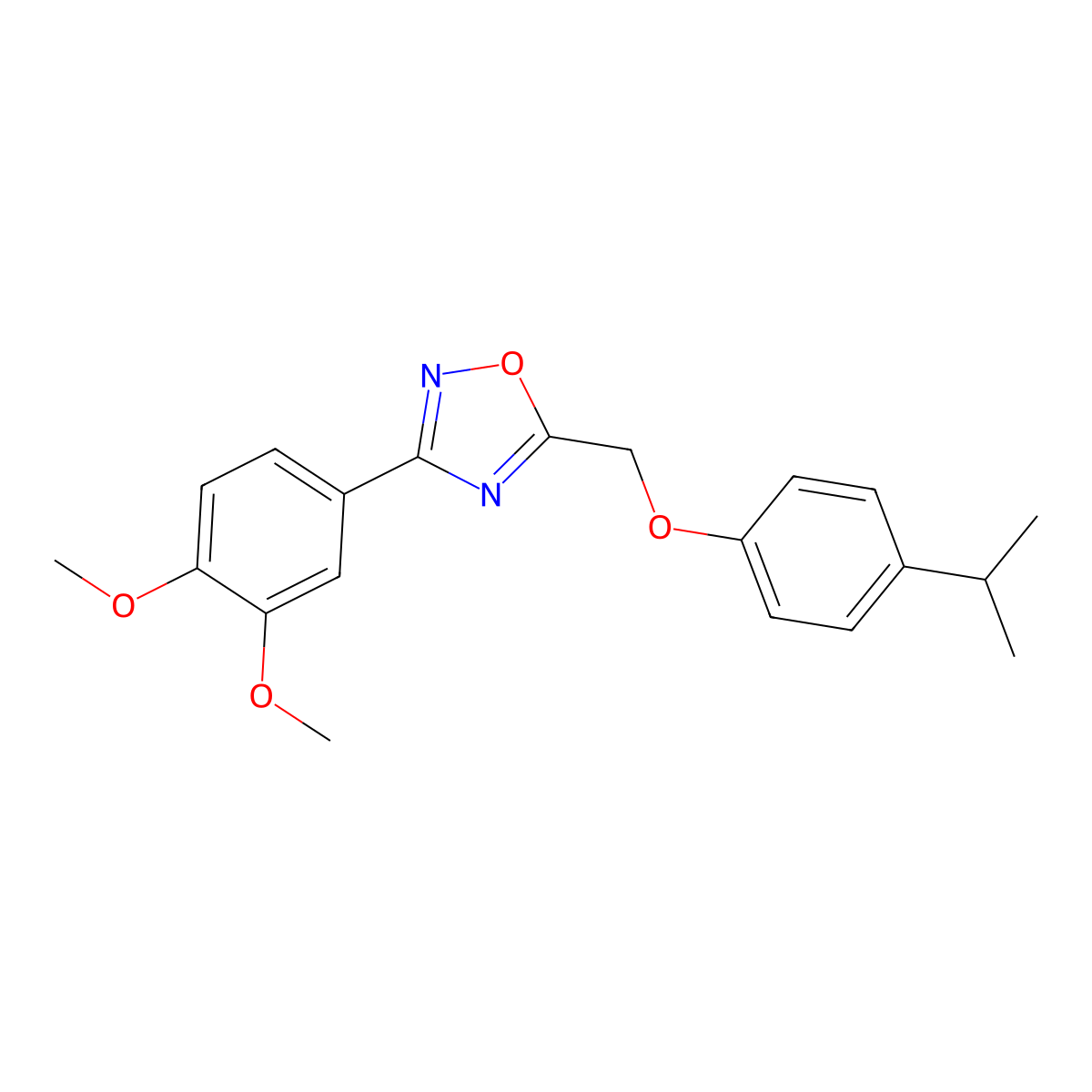 3-(3,4-Dimethoxyphenyl)-5-{[4-(propan-2-yl)phenoxy]methyl}-1,2,4-oxadiazole molecular structure, CAS 442651-23-2