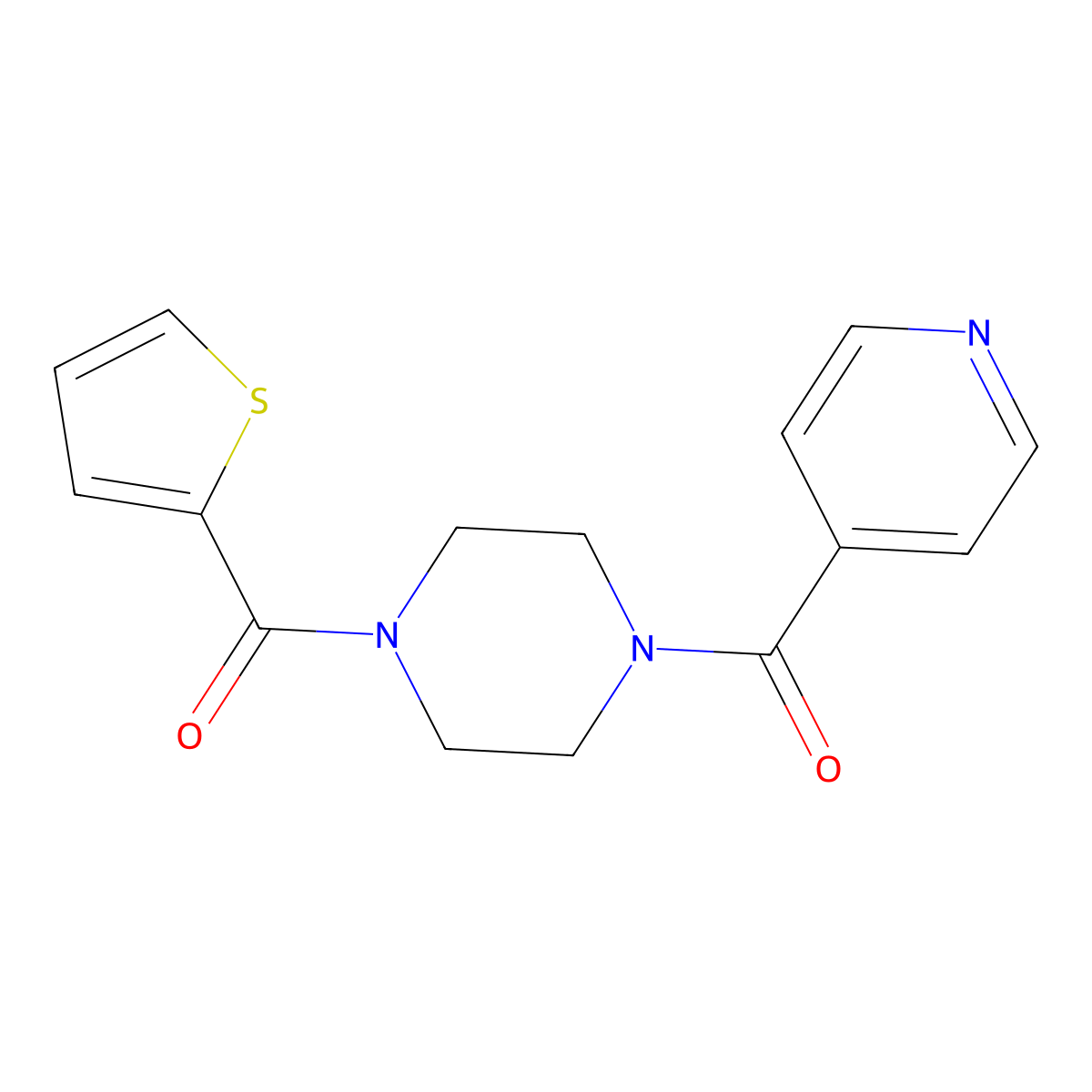 1-Isonicotinoyl-4-(2-thienylcarbonyl)piperazine molecular structure, CAS 442651-28-7