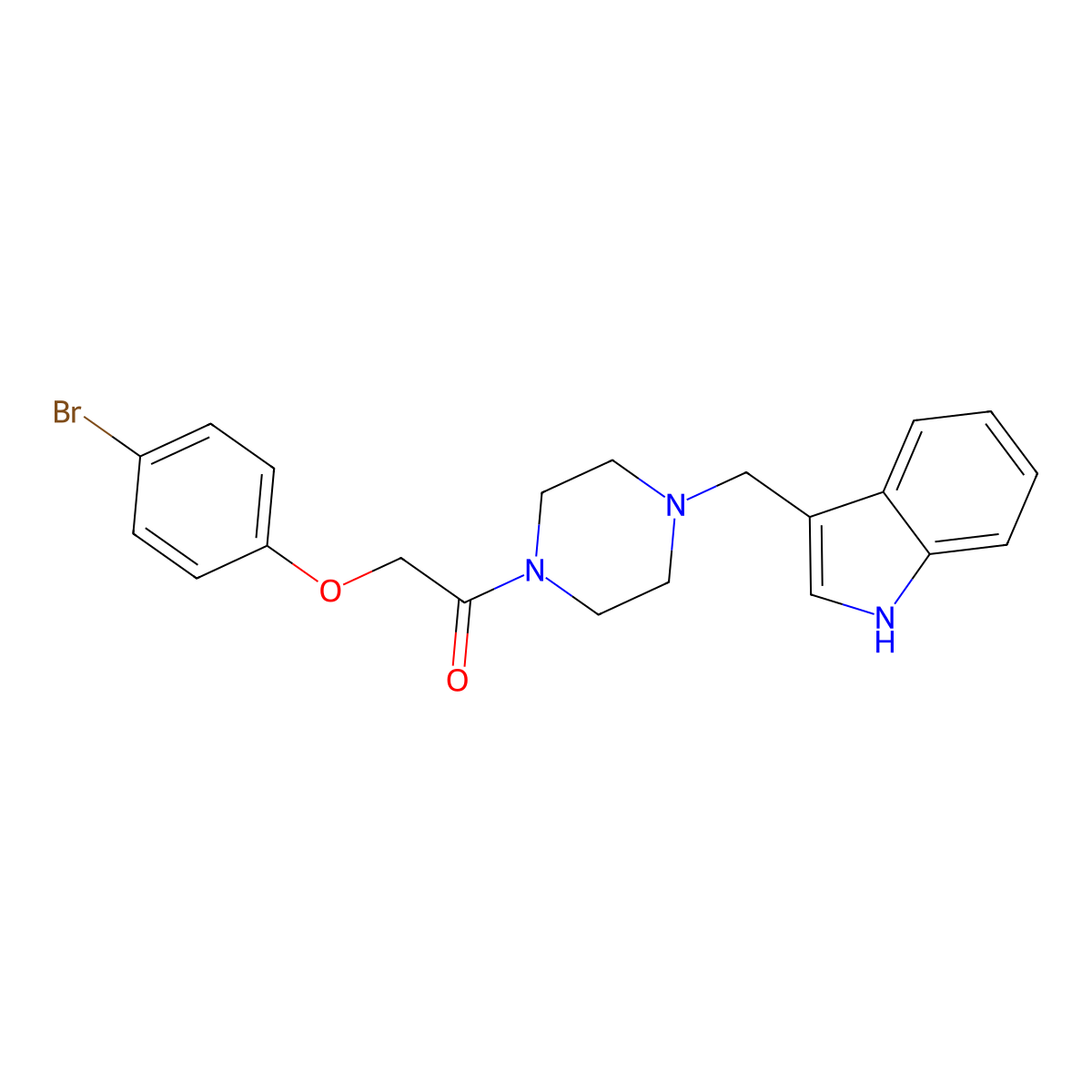 2-(4-bromophenoxy)-1-[4-(1H-indol-3-ylmethyl)piperazin-1-yl]ethanone molecular structure, CAS 442651-31-2