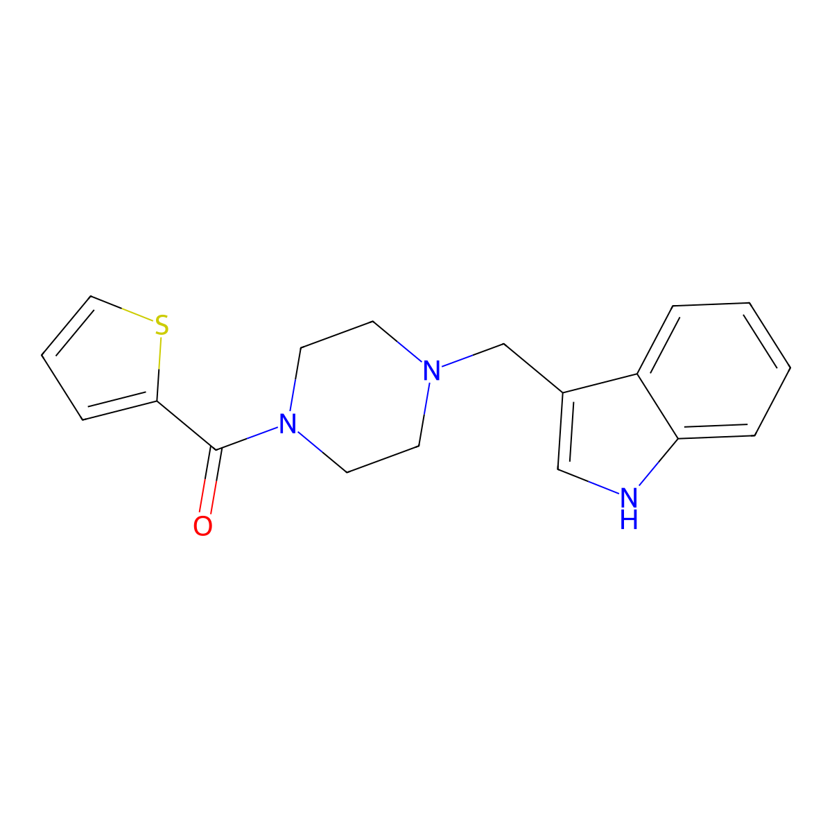 [4-(1H-indol-3-ylmethyl)piperazin-1-yl]-thiophen-2-ylmethanone molecular structure, CAS 442651-35-6