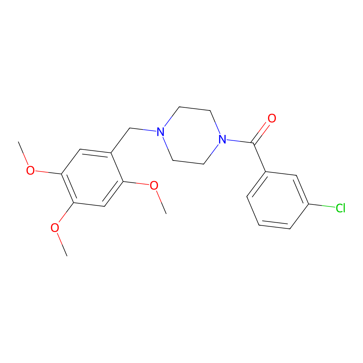 (3-Chlorophenyl)-[4-[(2,4,5-trimethoxyphenyl)methyl]piperazin-1-yl]methanone molecular structure, CAS 442651-39-0