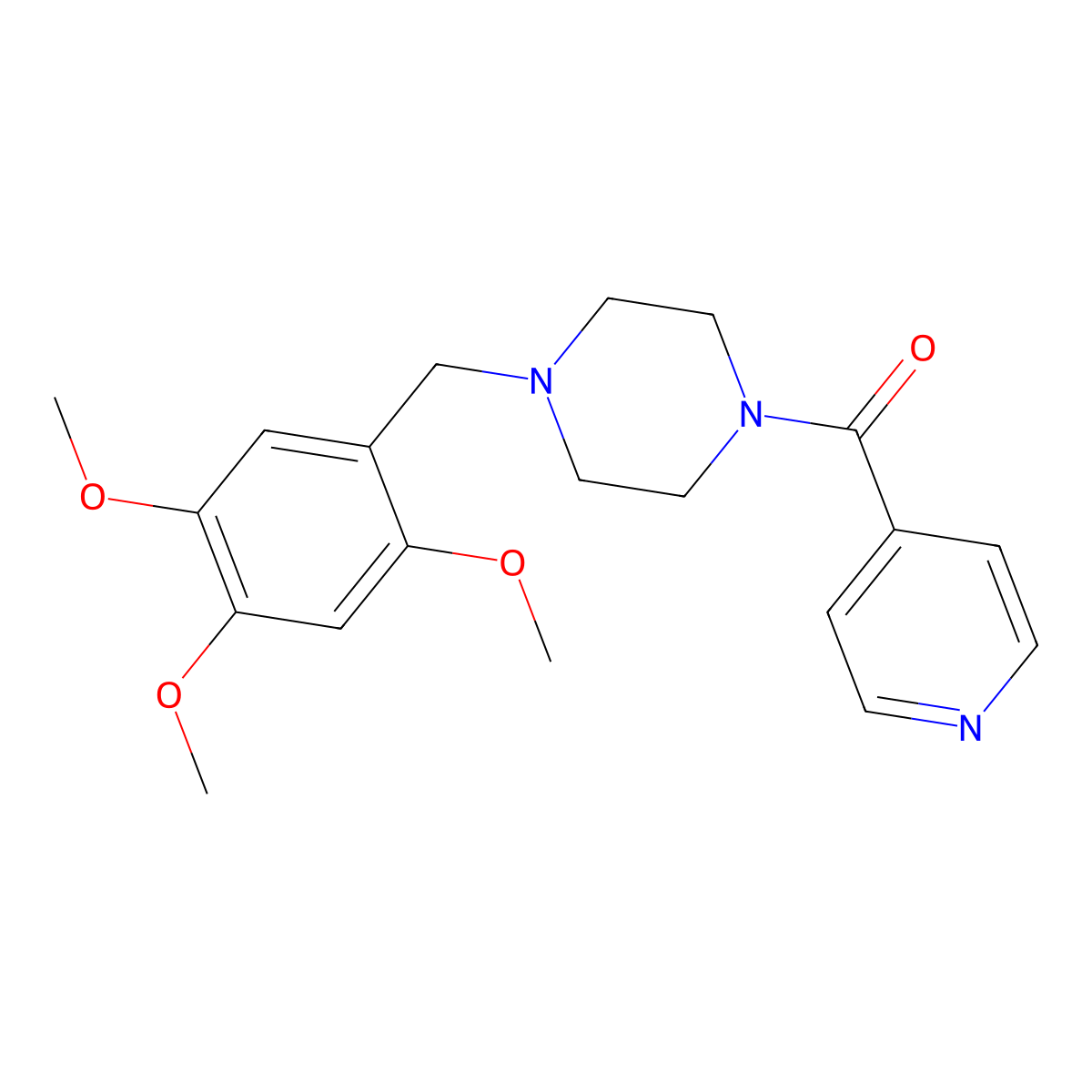 Pyridin-4-yl-[4-[(2,4,5-trimethoxyphenyl)methyl]piperazin-1-yl]methanone molecular structure, CAS 442651-42-5