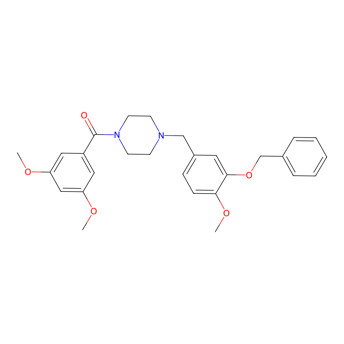 (3,5-Dimethoxyphenyl)-[4-[(4-methoxy-3-phenylmethoxyphenyl)methyl]piperazin-1-yl]methanone molecular structure, CAS 442651-44-7