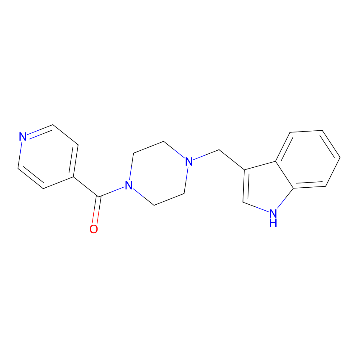 [4-(1H-indol-3-ylmethyl)piperazin-1-yl]-pyridin-4-ylmethanone molecular structure, CAS 442651-45-8