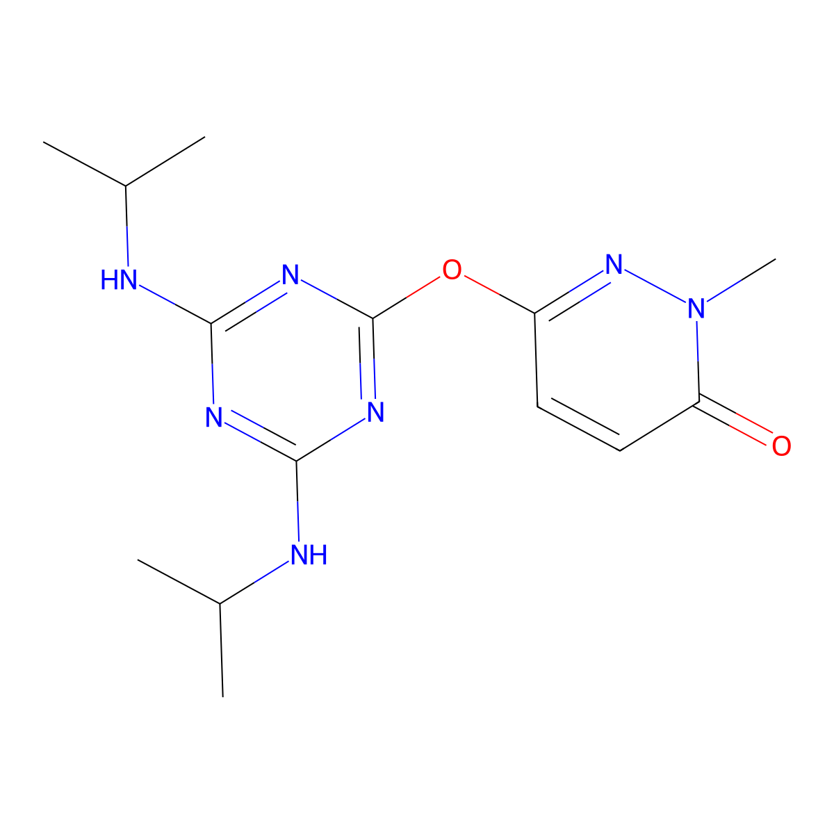 6-[[4,6-Bis(propan-2-ylamino)-1,3,5-triazin-2-yl]oxy]-2-methylpyridazin-3-one molecular structure, CAS 442651-51-6
