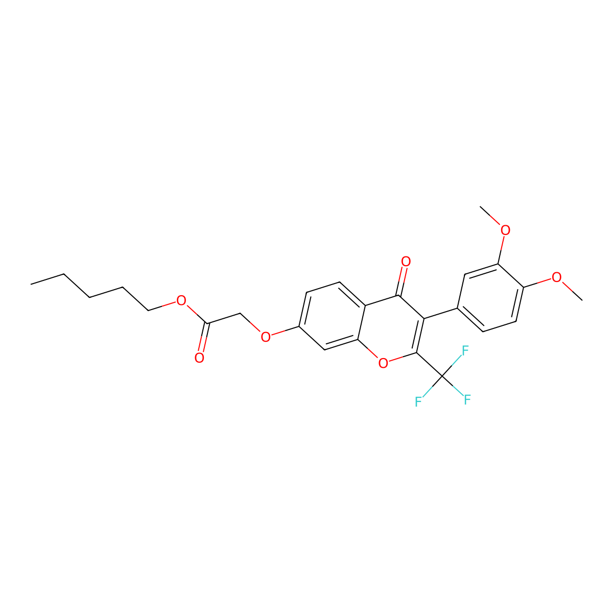 pentyl {[3-(3,4-dimethoxyphenyl)-4-oxo-2-(trifluoromethyl)-4H-chromen-7-yl]oxy}acetate molecular structure, CAS 442651-57-2