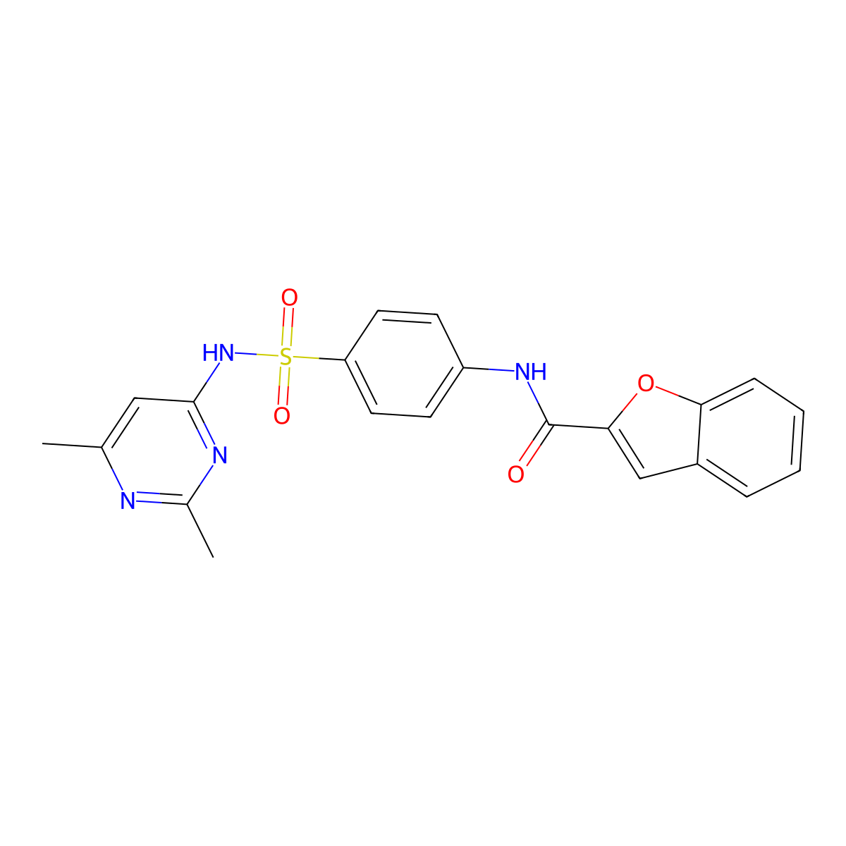 N-{4-[(2,6-dimethylpyrimidin-4-yl)sulfamoyl]phenyl}-1-benzofuran-2-carboxamide molecular structure, CAS 442651-58-3