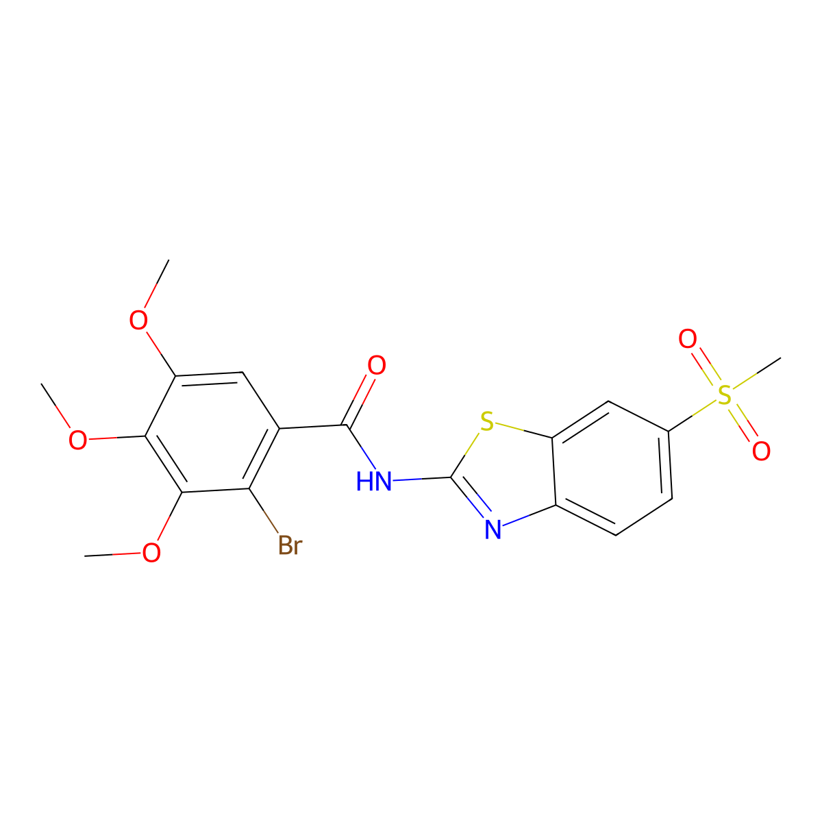 Benzamide, 2-bromo-3,4,5-trimethoxy-N-[6-(methylsulfonyl)-2-benzothiazolyl]- molecular structure, CAS 442651-61-8
