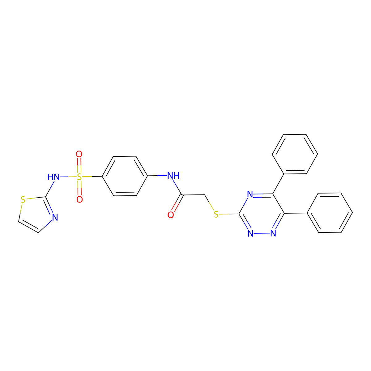 2-((5,6-Diphenyl-1,2,4-triazin-3-YL)sulfanyl)-N-(4-((1,3-thiazol-2-ylamino)sulfonyl)phenyl)acetamide molecular structure, CAS 442651-77-6