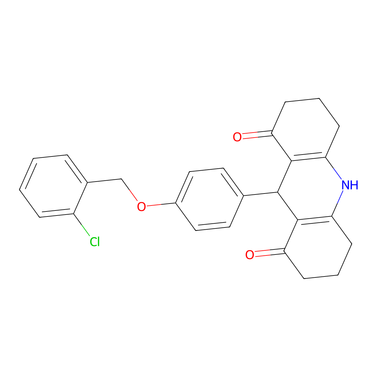 9-[4-[(2-Chlorophenyl)methoxy]phenyl]-2,3,4,5,6,7,9,10-octahydroacridine-1,8-dione molecular structure, CAS 442652-53-1